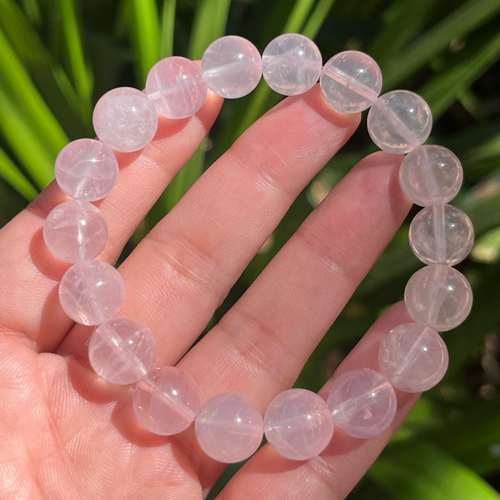 12mm stretchable milky rose quartz bracelet‎